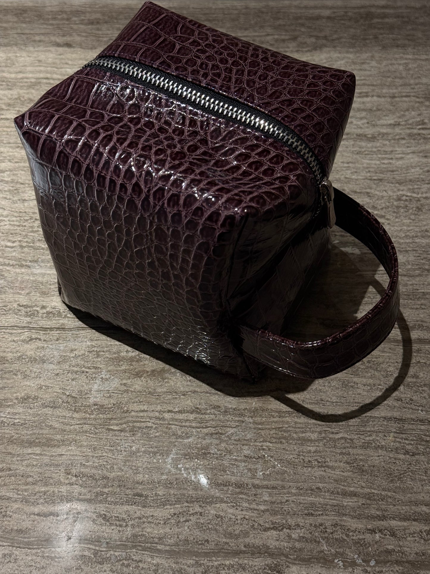 Maroon leather makeup Pouch