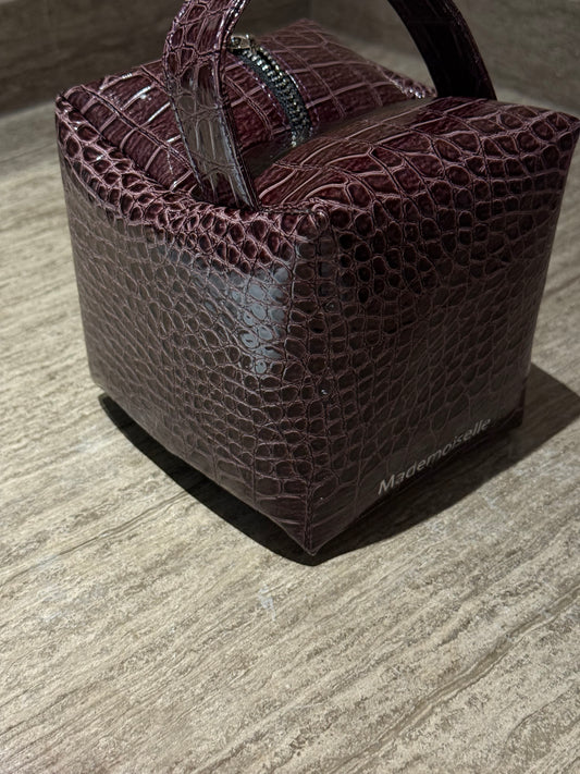Maroon leather makeup Pouch
