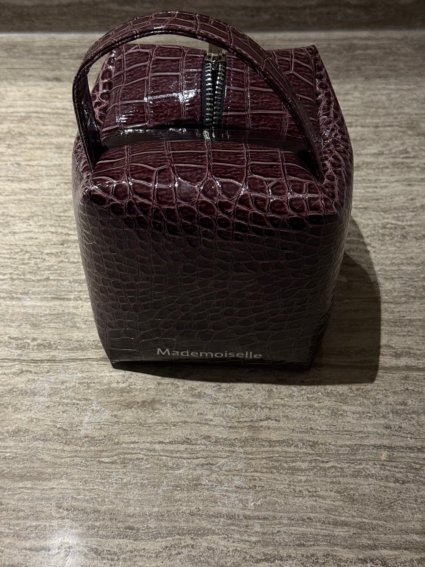 Maroon leather makeup Pouch